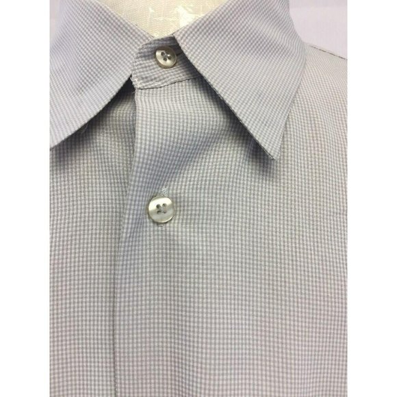 Pronto Uomo Mens Dress Oxford Shirt Tan Size XL Button L/S Tan Grey Checked - Picture 6 of 12